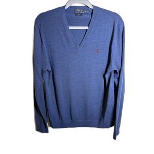 Polo Ralph Lauren Men’s M Blue Slim Fit Stretch V-Neck Sweater